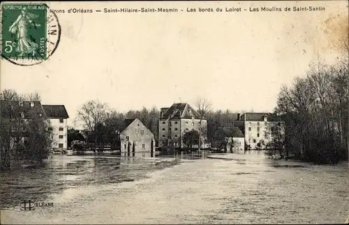 Ak Saint Hilaire Saint Mesmin Loiret, Les bords du Loiret, Moulins de Saint Santin