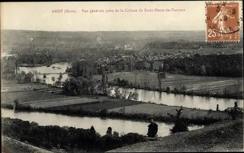 Ak Andé Eure, Vue generale prise de la Colline de Saint Pierre de Vauvray