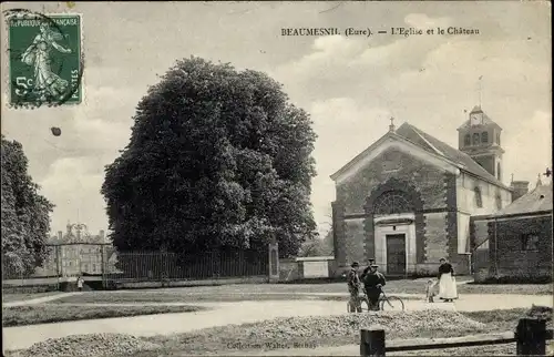 Ak Beaumesnil Eure, L'Eglise, Le Chateau