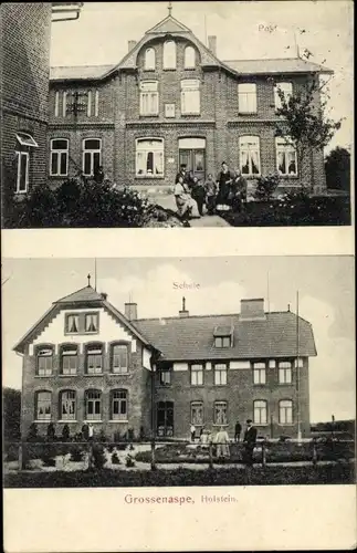 Ak Großenaspe in Holstein, Schule, Post