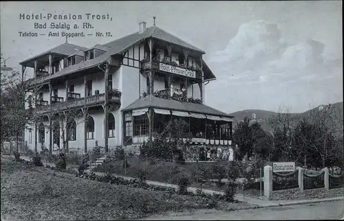 Ak Bad Salzig Boppard am Rhein, Hotel Pension Trost