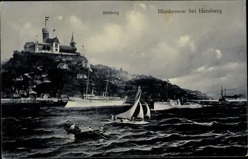 Ak Hamburg Altona Blankenese, Süllberg, Dampfer, Ruderboote