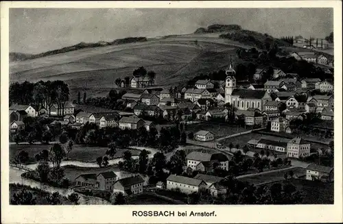 Ak Roßbach in Niederbayern, Totalansicht der Ortschaft
