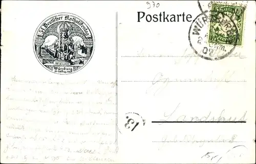 Ak Würzburg am Main Unterfranken, Julius Echter von Mespelbrunn, Katholikenversammlung 1907