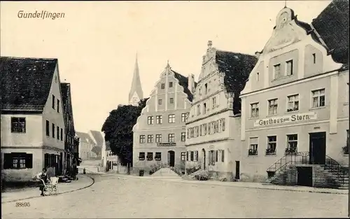 Ak Gundelfingen an der Donau, Straßenpartie im Ort, Gasthaus zum Stern