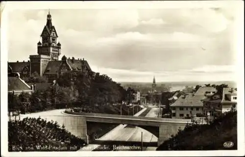 Ak Wald Potsdam in Brandenburg, Blick auf den Ort, neue Brücke