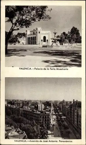 Ak Valencia Stadt Spanien, Palacio de la Feria Muestrario, Avenida de José Antonio, Panorámica