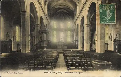 Ak Montagny Loire, Interieur de l'Eglise