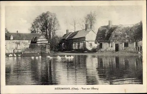 Ak Hetomesnil Oise, Vue sur l'Etang, Häuser