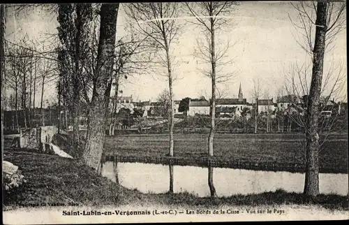 Ak Saint-Lubin-en-Vergonnois Loir et Cher, Le Bords de la Cisse, Vue sur le Pays