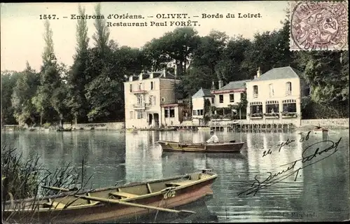 Ak Olivet Loiret, Café Restaurant Paul Foret