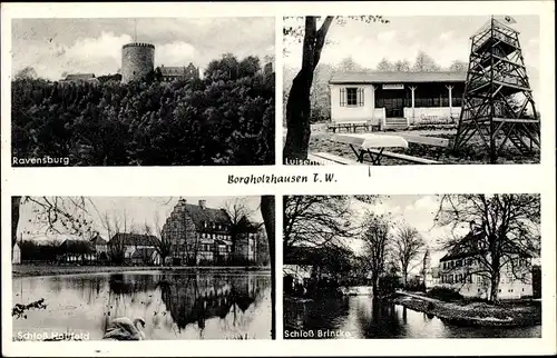 Ak Borgholzhausen in Westfalen, Burg Ravensberg, Schloss Brincke, Luisenturm
