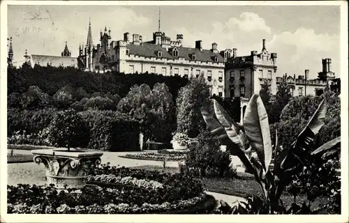 Ak Lednice Eisgrub Jihomoravský kraj, Schloss Lichtenstein, Parterranlage