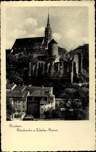 Ak Bautzen in der Oberlausitz, Petrikirche und Nikolai Ruine