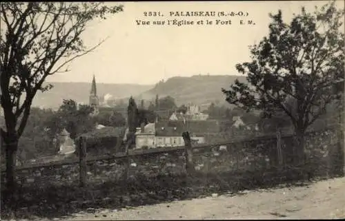 Ak Palaiseau Essonne, Vue sur l'Église et le Fort