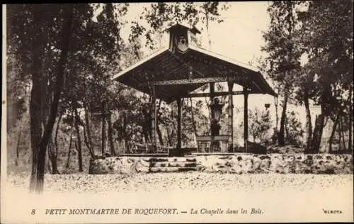 Ak Roquefort les Pins Alpes Maritimes, Petit Montmartre de Roquefort, Chapelle dans les Bois