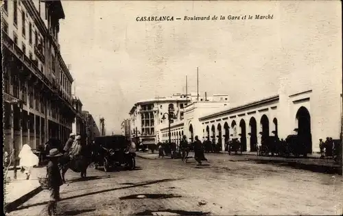 Ak Casablanca Marokko, Boulevrad de la Gare et le Marche