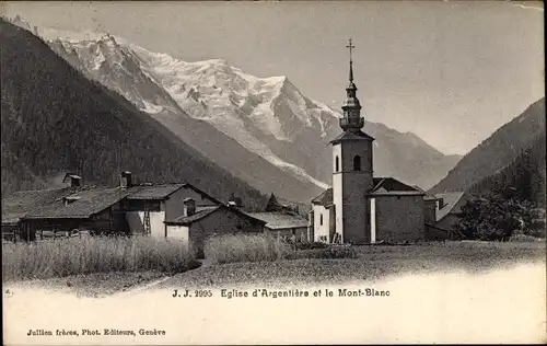 Ak Chamonix Mont Blanc Haute Savoie, Eglise d'Argentiere