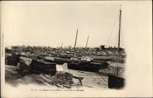 Ak Arcachon Gironde, Le Bassin, Hafenpartie