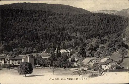 Ak Saint Cergue Kanton Waadt, vue generale et la Dole