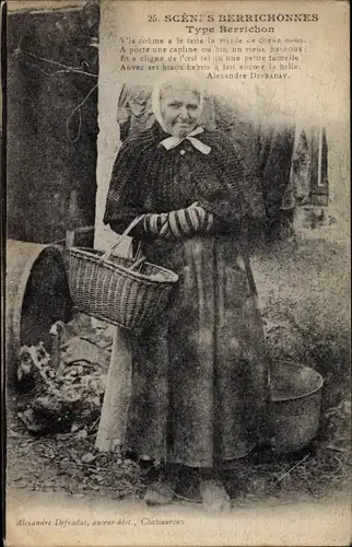 Ak Berry Cher, Type Berrichon, Frau in Tracht