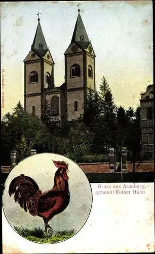 Ak Arenberg Koblenz am Rhein, Kirche, Roter Hahn