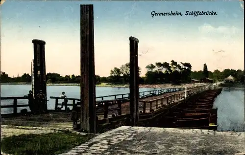 Ak Germersheim am Rhein, Schiffsbrücke