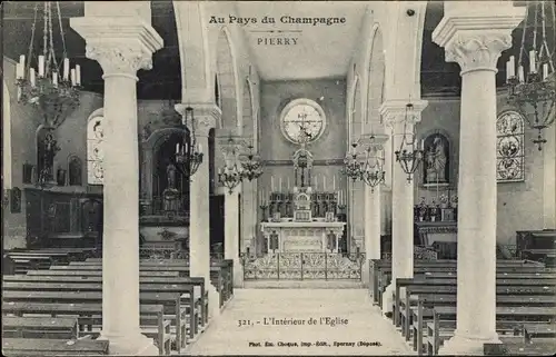 Ak Pierry Marne, L'Interieur de l'Eglise