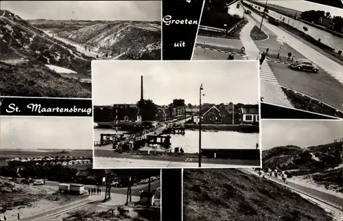 Ak Sint Maartensbrug Nordholland, Straat, Strand, Brug