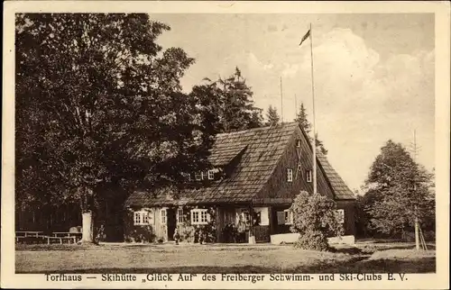 Ak Holzhau Rechenberg Bienenmühle Erzgebirge, Torfhaus Skihütte Glück auf