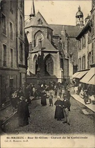 Ak Saint Brieuc Côtes d'Armor, Rue Saint Gilles, Chevet de la Cathedrale
