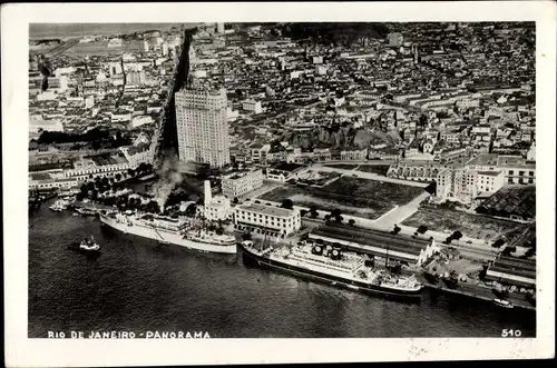 Ak Rio de Janeiro Brasilien, Panorama der Stadt, Dampfer, Hafen