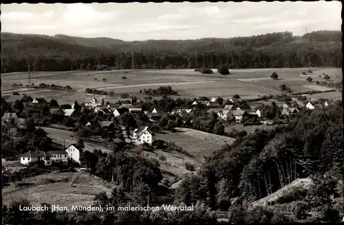 Ak Laubach Hann Münden in Niedersachsen, Gesamtansicht mit Gasthof Braunner Hirsch