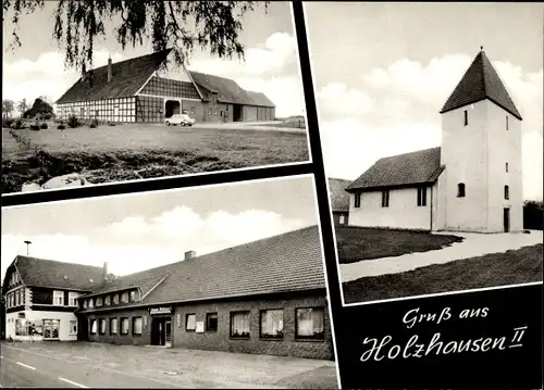 Ak Holzhausen II Hille in Ostwestfalen, Kirche, Gasthaus Zum Adler
