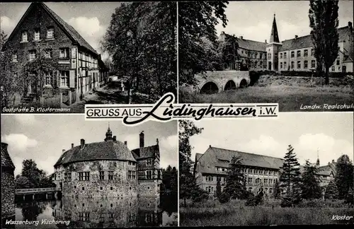 Ak Lüdinghausen Münsterland, Gasthof, Realschule, Wasserburg Vischering, Kloster