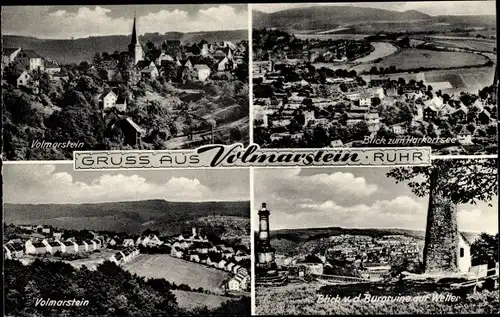 Ak Volmarstein Wetter an der Ruhr, Teilansichten, Harkortsee, Blick v. d. Burgruine auf Wetter