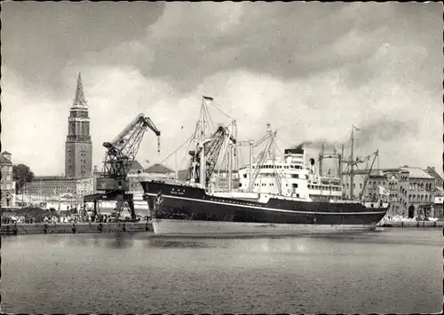 Ak Hansestadt Kiel, Hafen und Rathausturm, Kräne