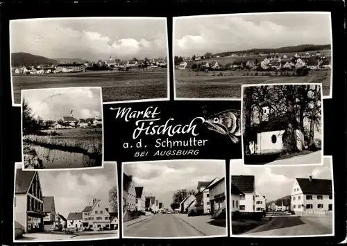 Ak Fischach in Schwaben, Teilansichten, Kirche, Straßenpartie