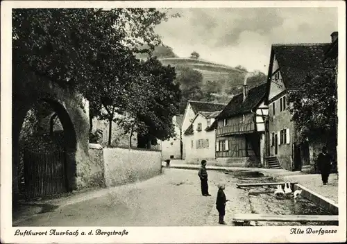 Ak Auerbach Bensheim an der Bergstraße Hessen, alte Dorfgasse