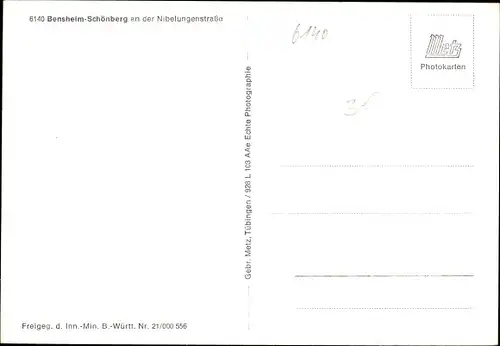 Ak Schönberg Bensheim an der Bergstraße, Fliegeraufnahme