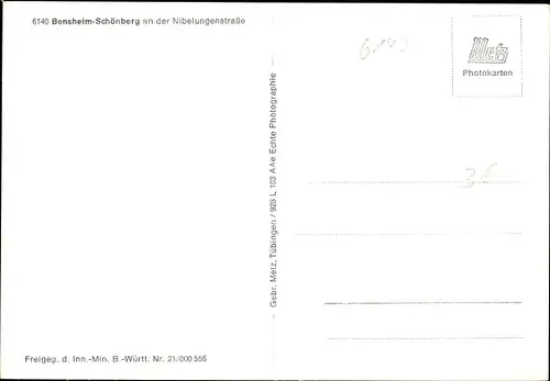 Ak Schönberg Bensheim an der Bergstraße, Fliegeraufnahme vom Ort