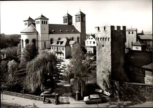 Ak Bensheim an der Bergstraße Hessen, Blauer Turm und Stadtkirche