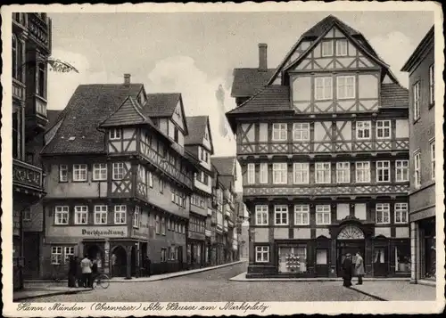 Ak Hann. Münden in Niedersachsen, Alte Häuser am Marktplatz