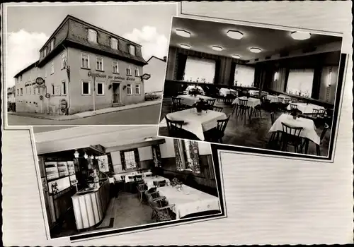 Ak Usingen im Taunus Hessen, Hotel zur goldenen Sonne, Speisesaal, Außenansicht