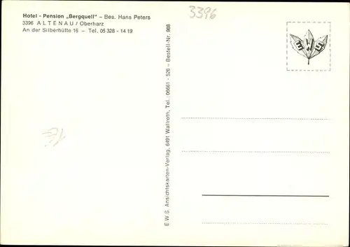 Ak Altenau Clausthal Zellerfeld im Oberharz, Pension Bergquell