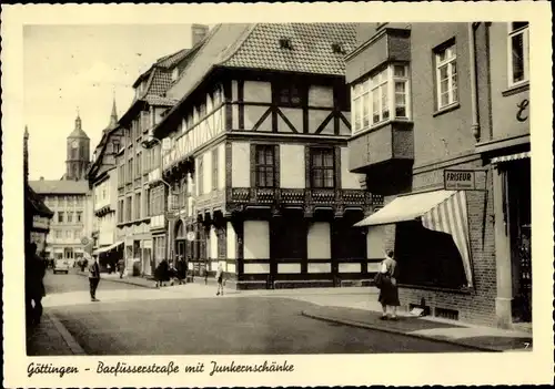 Ak Göttingen in Niedersachsen, Barfüßerstraße, Junkernschänke, Friseur
