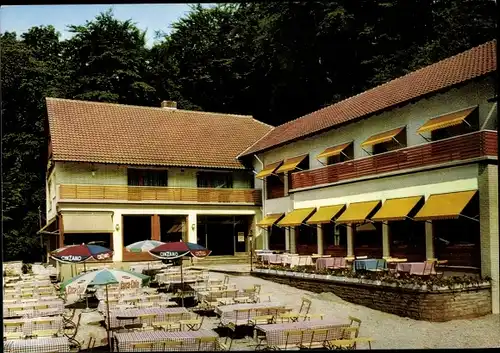 Ak Bad Grund, Iberger Kaffeehaus, Terrasse mit Bestuhlung