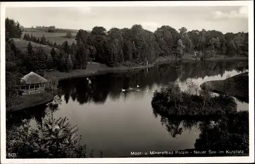 Ak Polczyn Zdrój Bad Polzin Pommern, Neuer See im Kurplatz