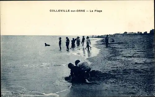 Ak Colleville sur Orne Calvados, La Plage