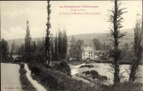 Ak Clécy Calvados, Le Pont, Le Moulin du Vey